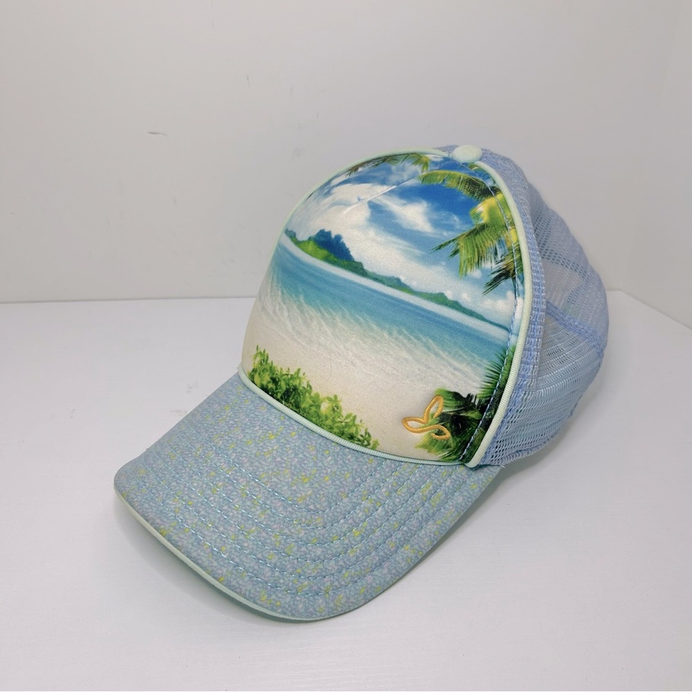 Prana Rio Tropical Beach Scene Trucker Ball Cap Hat